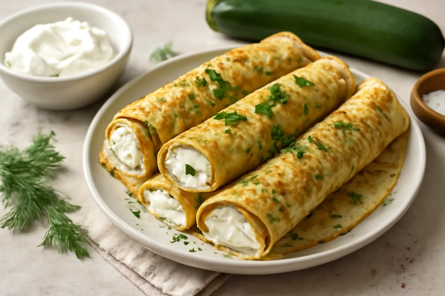 Clatite din dovlecei umplute cu crema de branza