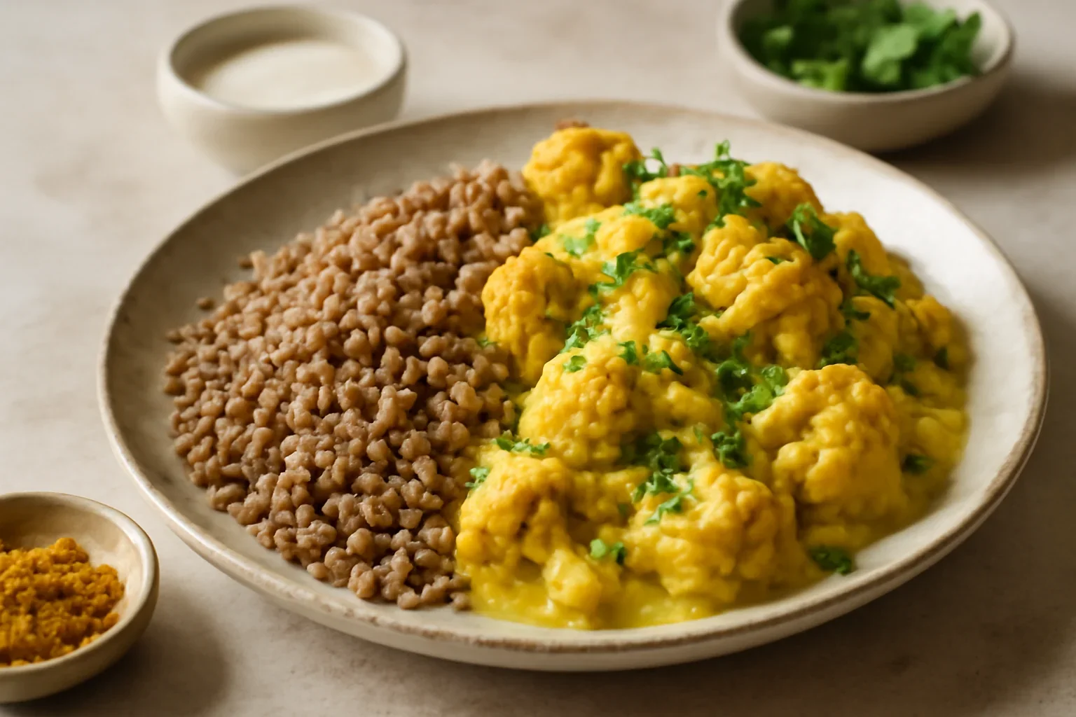 Curry cu conopidă și hrișcă