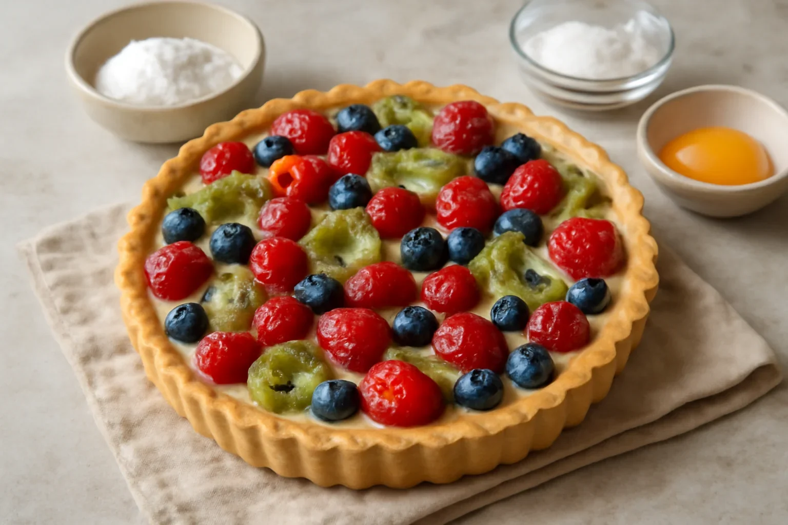 Tarta cu fructe si crema de vanilie reteta pas cu pas