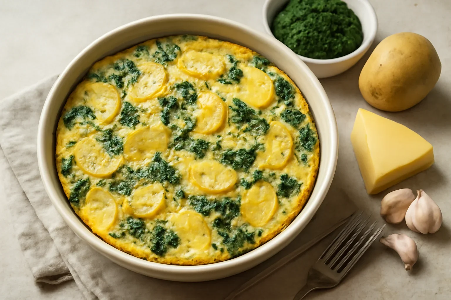 Frittata de cartofi cu spanac