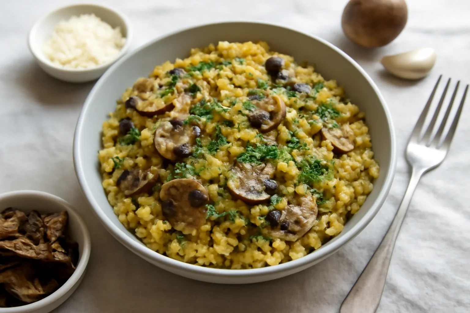 Risotto de mei cu ciuperci