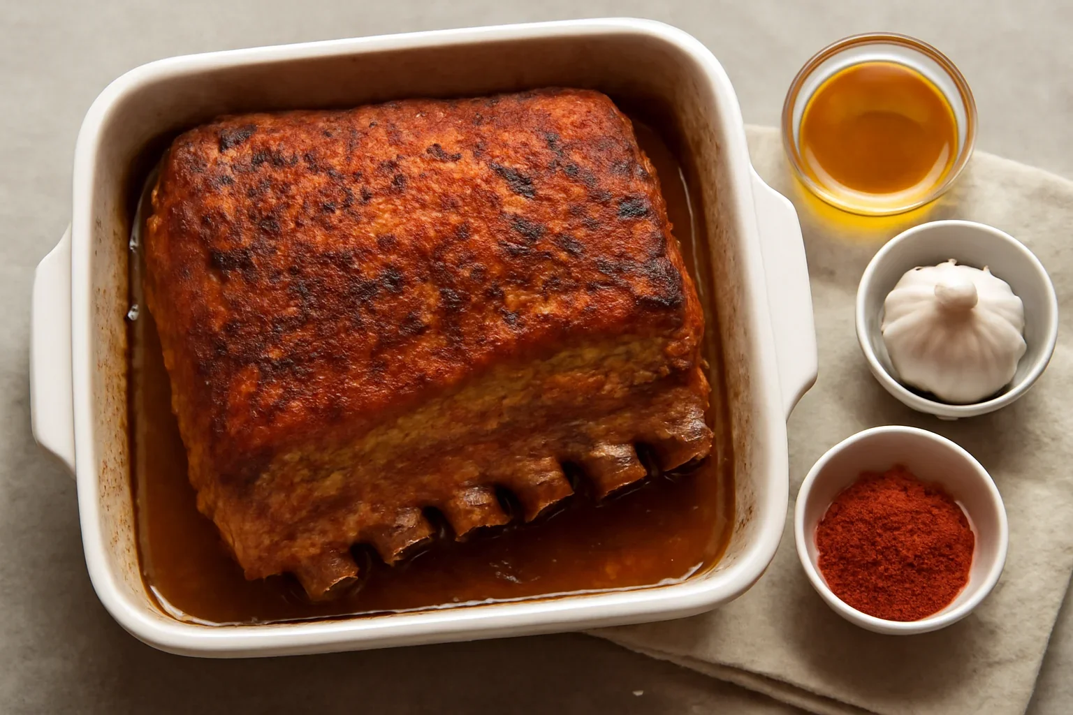 Piept de porc cu os (la cuptor), reteta pas cu pas