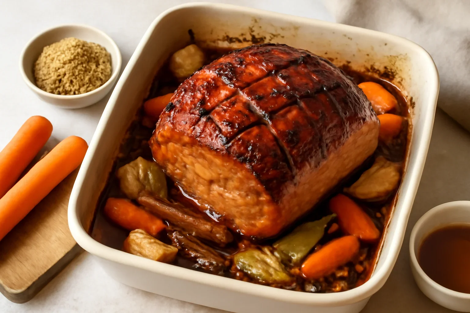 Șuncă de porc caramelizată la cuptor – un răsfăț pentru gurmanzi