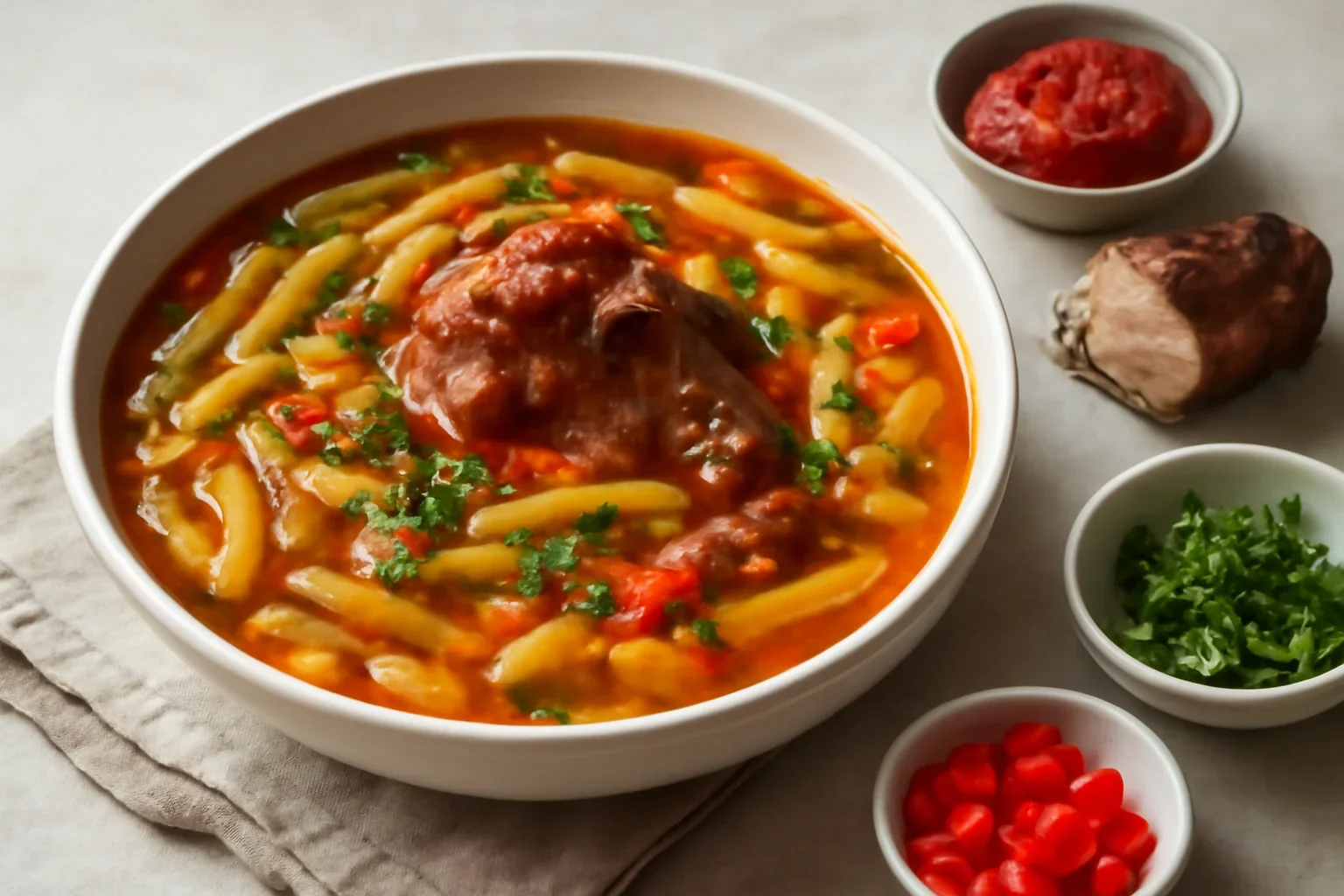 Ciorba de fasole pastai cu ciolan afumat, reteta ardeleneasca