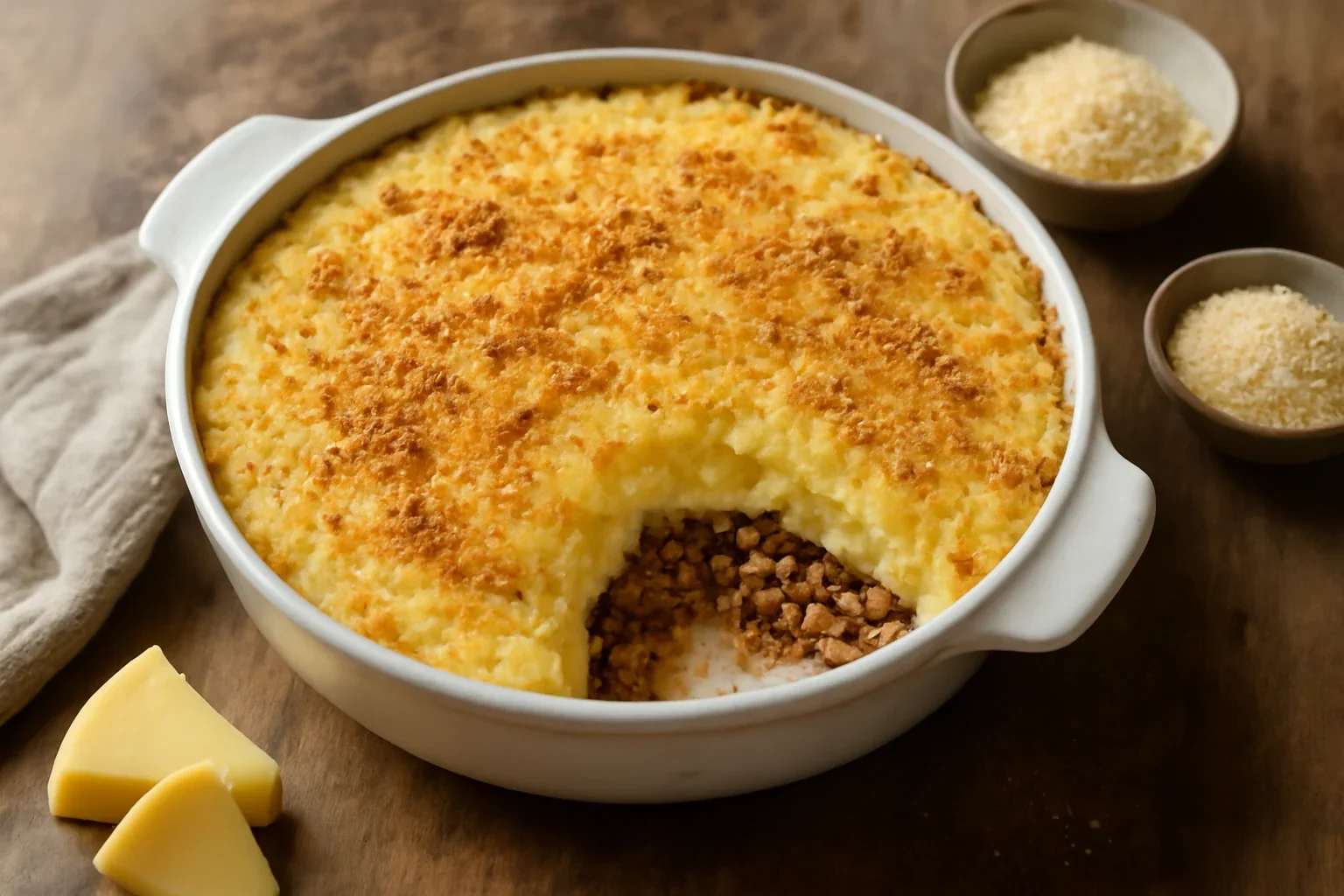 Placinta ciobanului cu piure de cartofi si carne sau Hachis Parmentier