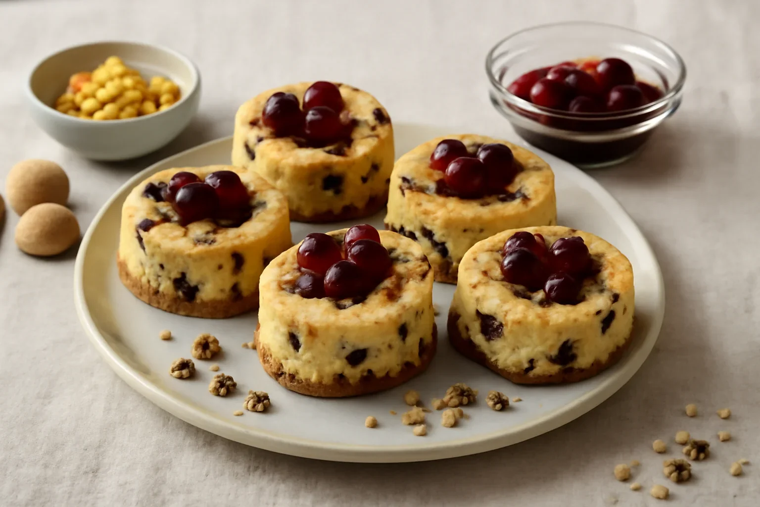 Mini cheesecakes cu cirese, ciocolata, portocale