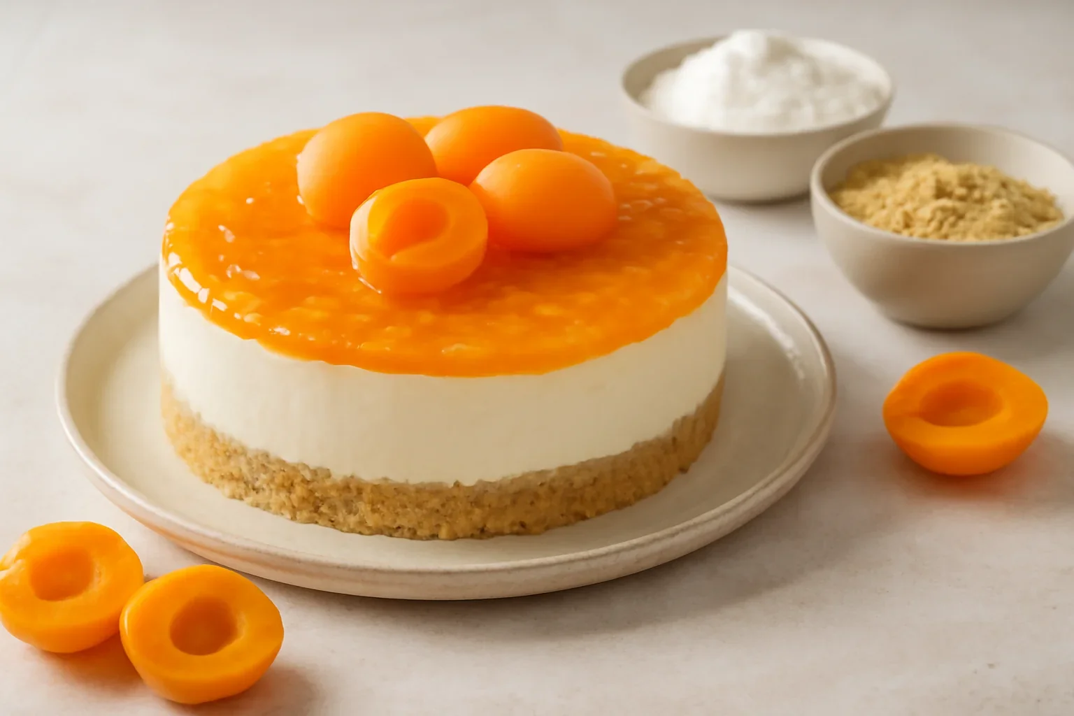 Cheesecake cu caise fara coacere