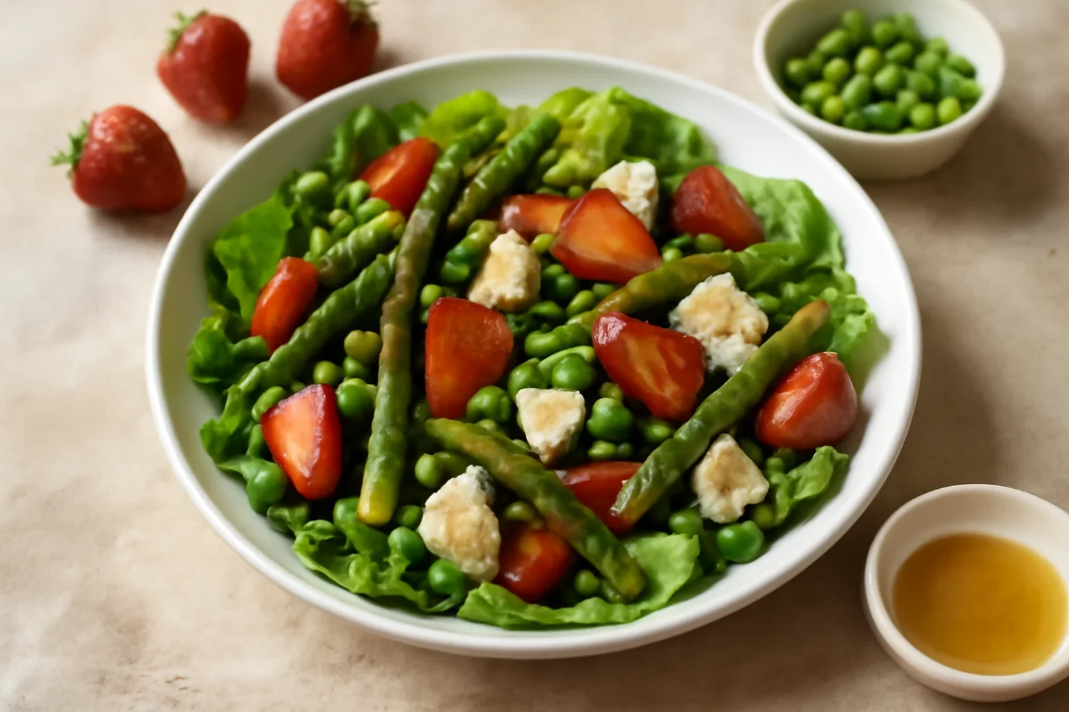 Salata cu sparanghel, gorgonzola si capsuni