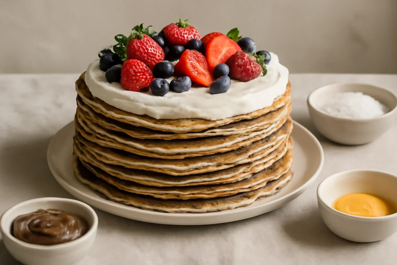 Tort de clatite cu fructe