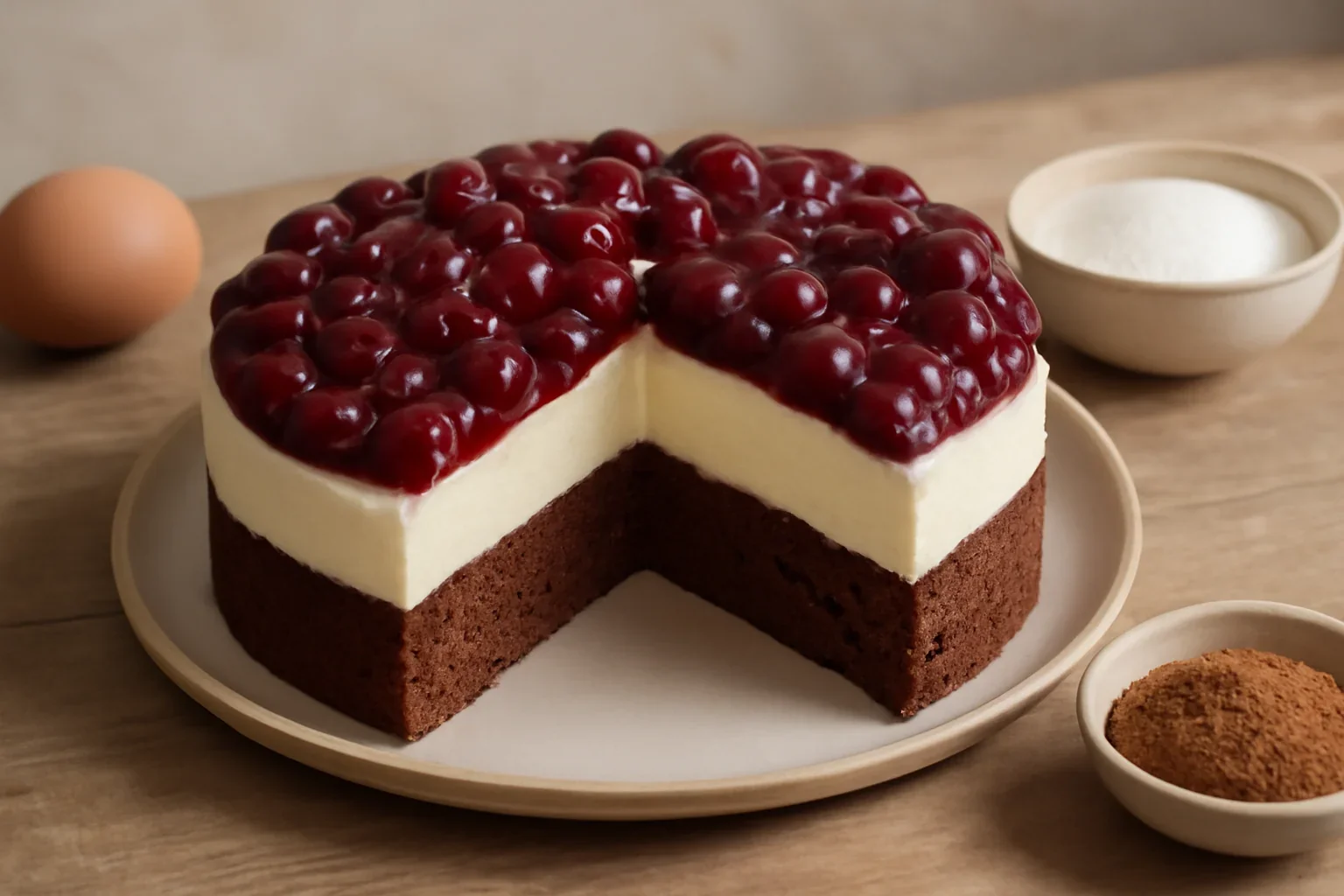 Tort cu mousse de ciocolata alba si visine