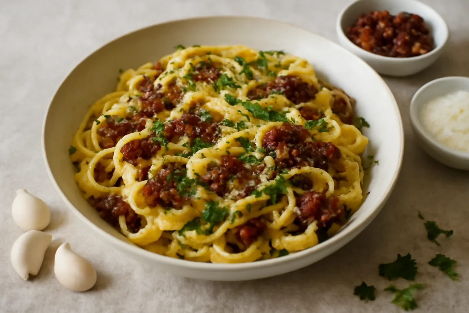Tagliatelle cu rosii uscate