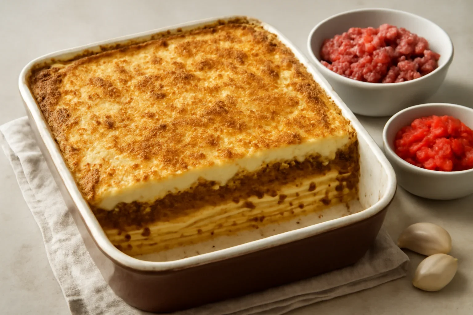 Macaroane cu carne la cuptor – budinca greceasca Pastitsio