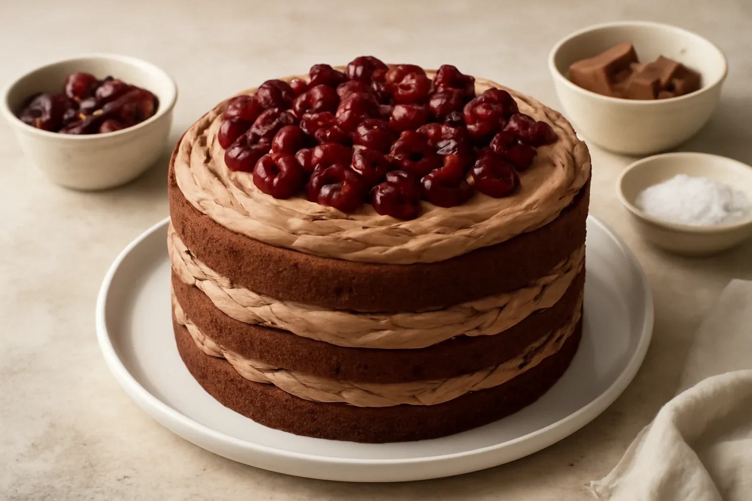 Tort cu crema de ciocolata cu mascarpone si visine