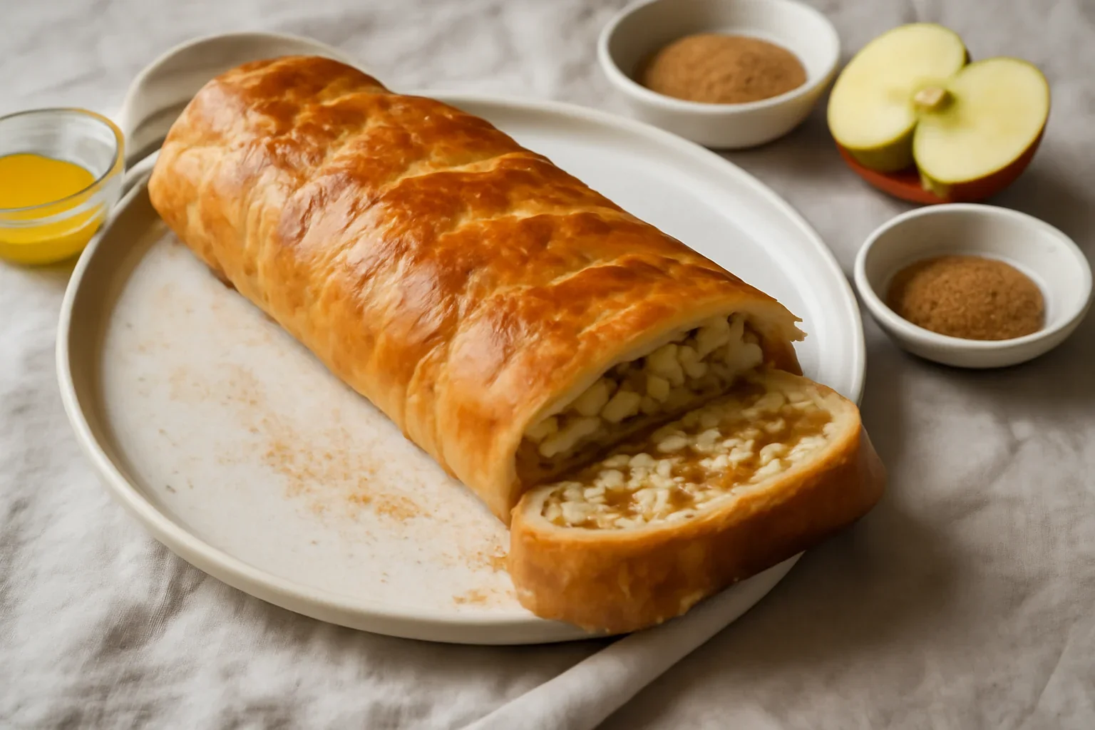 Strudel de brânză cu mere