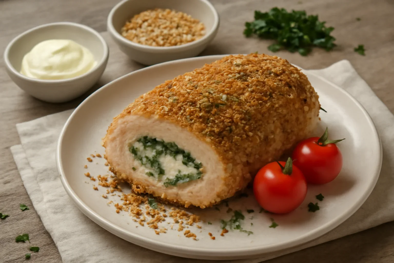 Piept de pui umplut branzeturi aromate