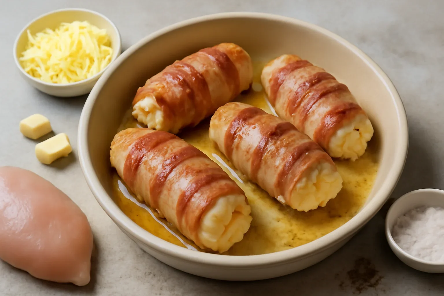 Rulouri din piept de pui cu bacon