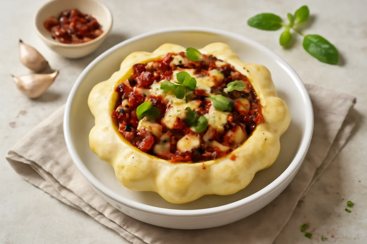 Dovlecel patison umplut cu vinete, rosii si mozzarella