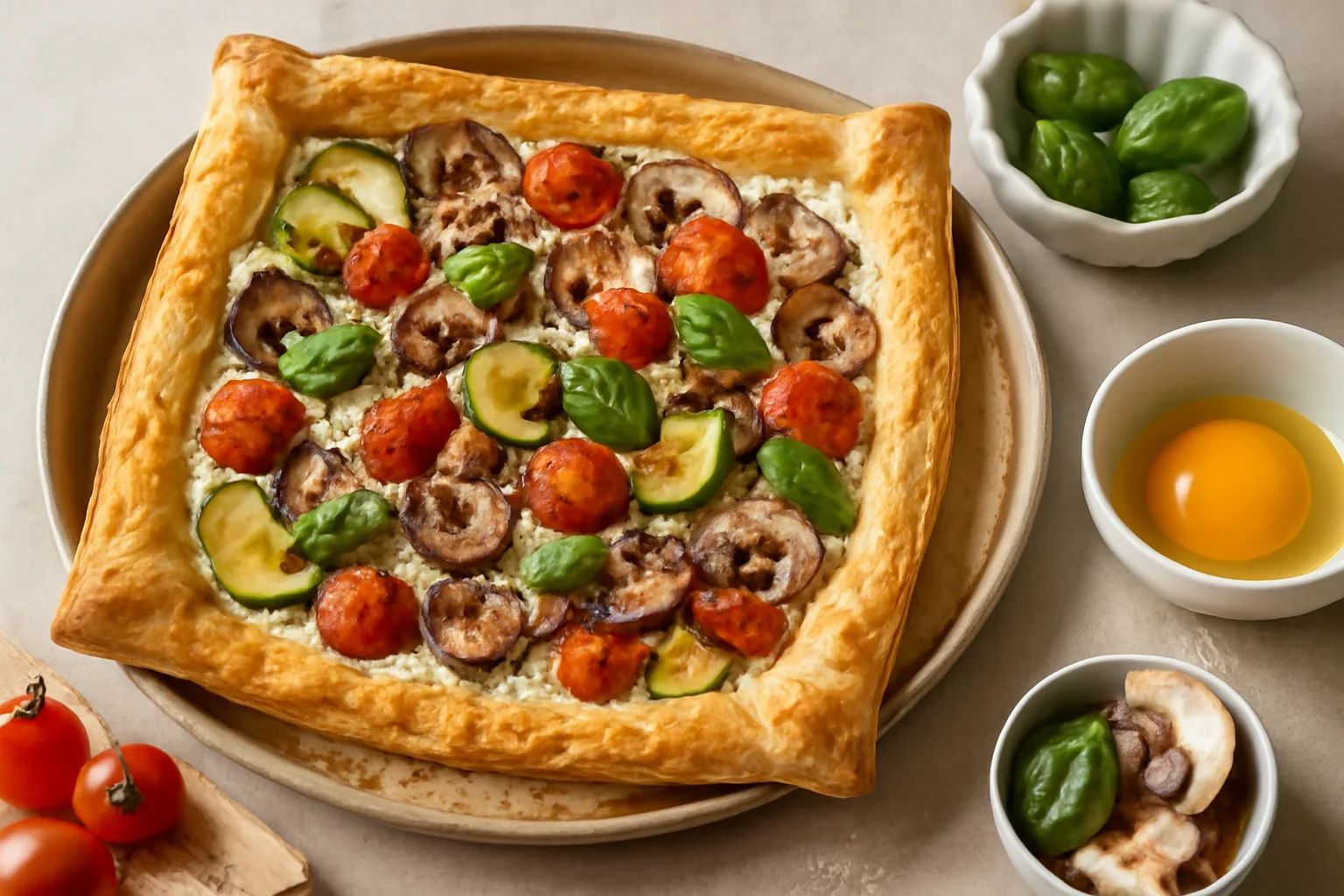 Foietaj cu crema de branza si legume