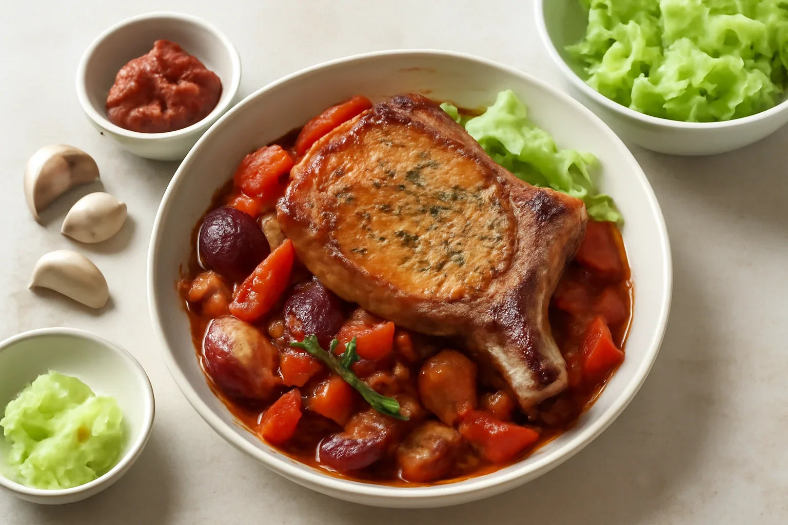 Cotlet de porc iberic cu legume