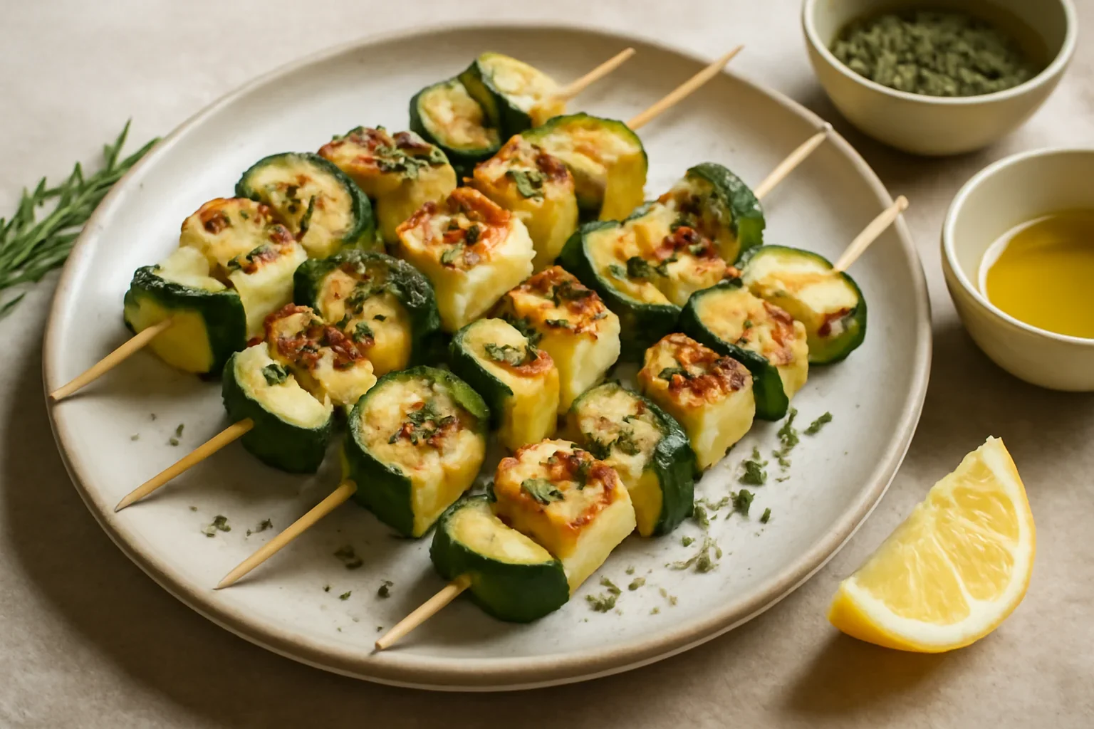 Frigărui cu dovlecel și brânză halloumi