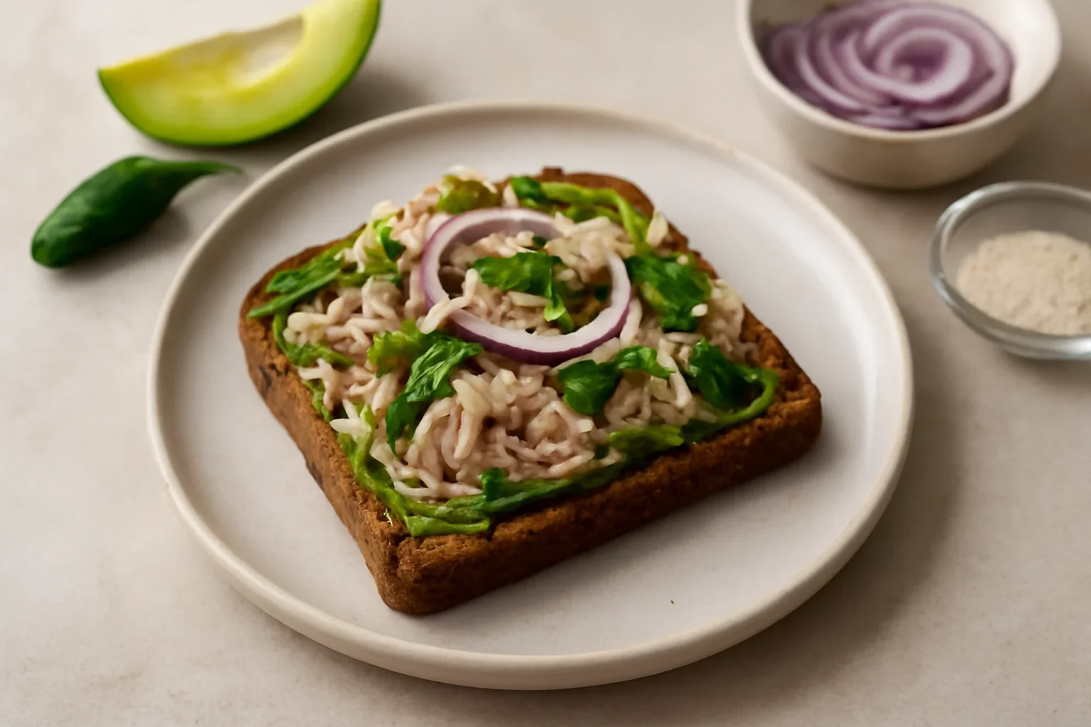 Sandwich cu avocado și ton