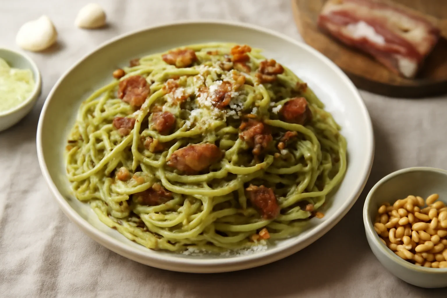 Paste cu pesto de zucchini si guanciale
