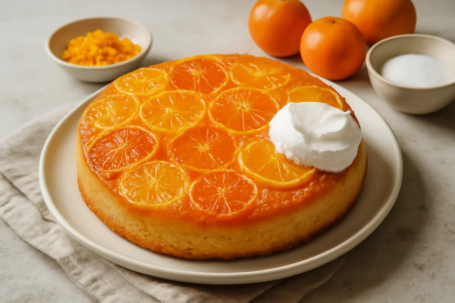 Pandișpan pufos cu clementine, mandarine, mineole și portocale – rețeta de prăjitură răsturnată cu citrice
