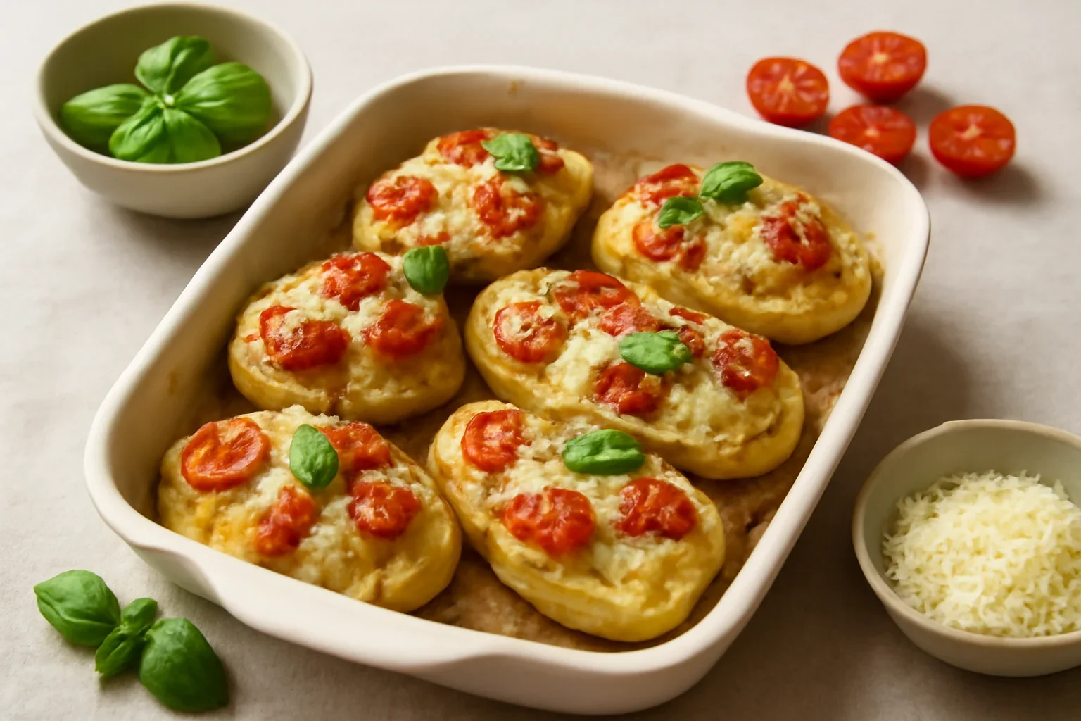 Cartofi umpluti in stil italian cu rosii si mozzarella – gratinati la cuptor