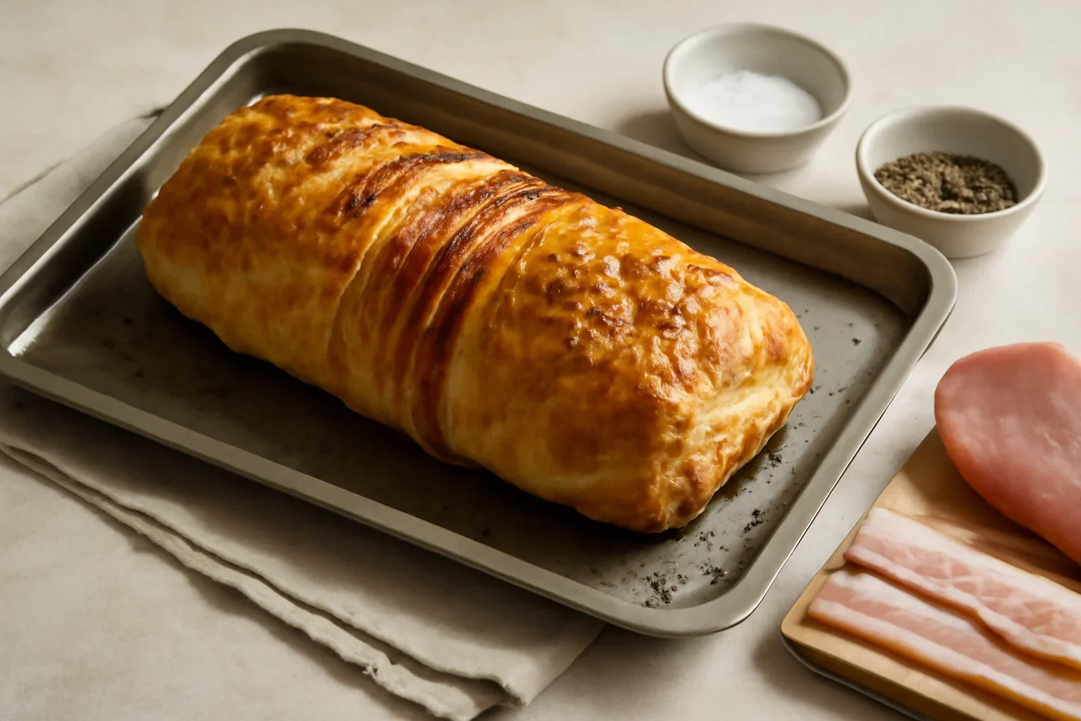 Muschiulet in foietaj si bacon, o friptura festiva, reteta pas cu pas
