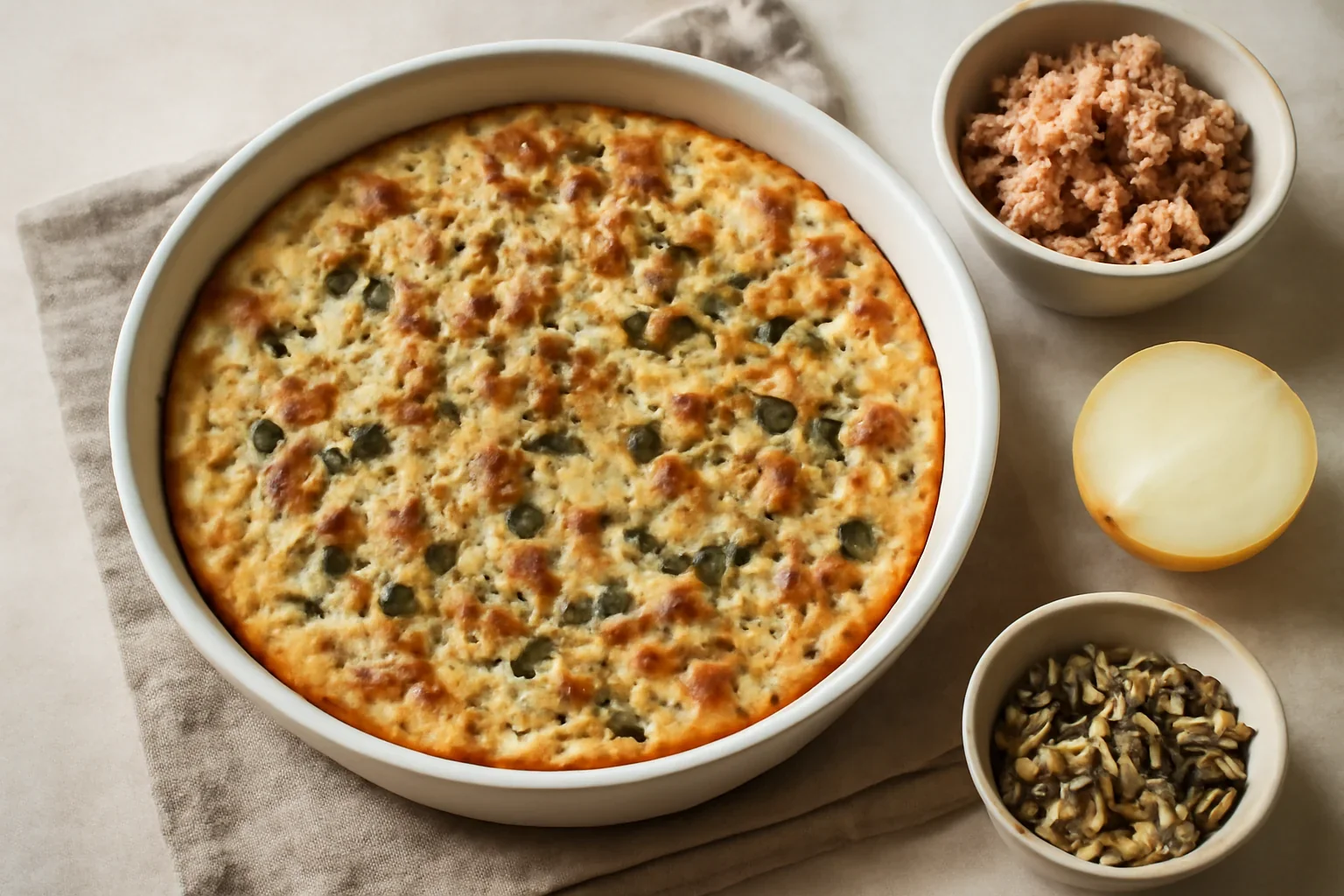 Quiche fara aluat cu mozzarella si ton
