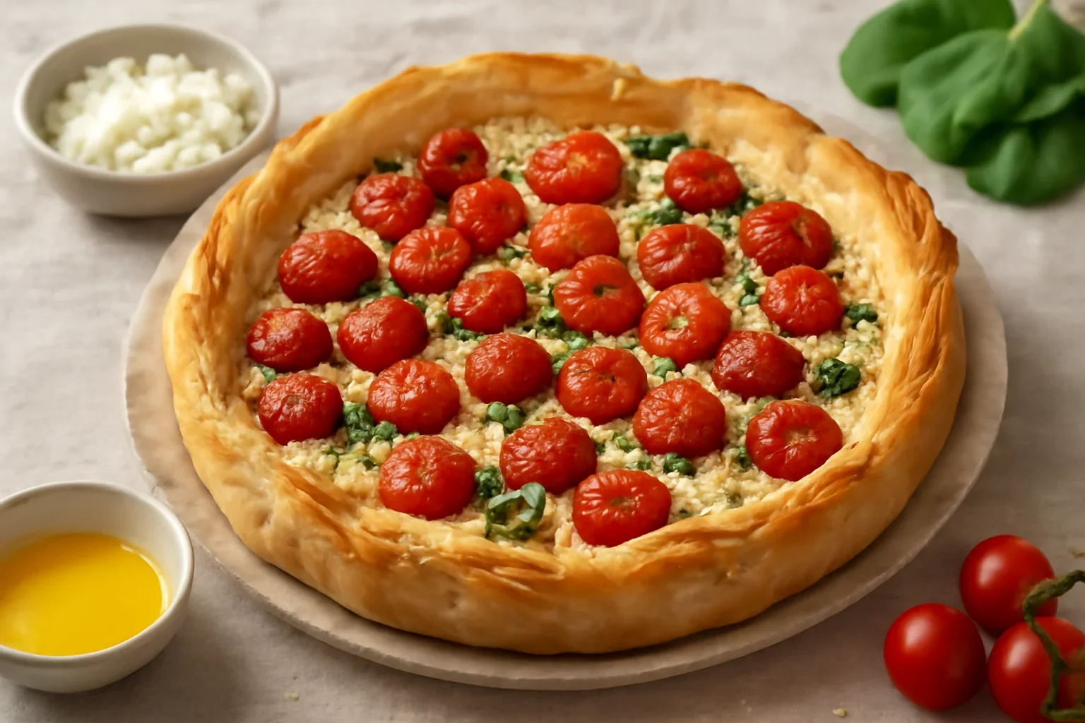 Placinta cu branza feta si rosii