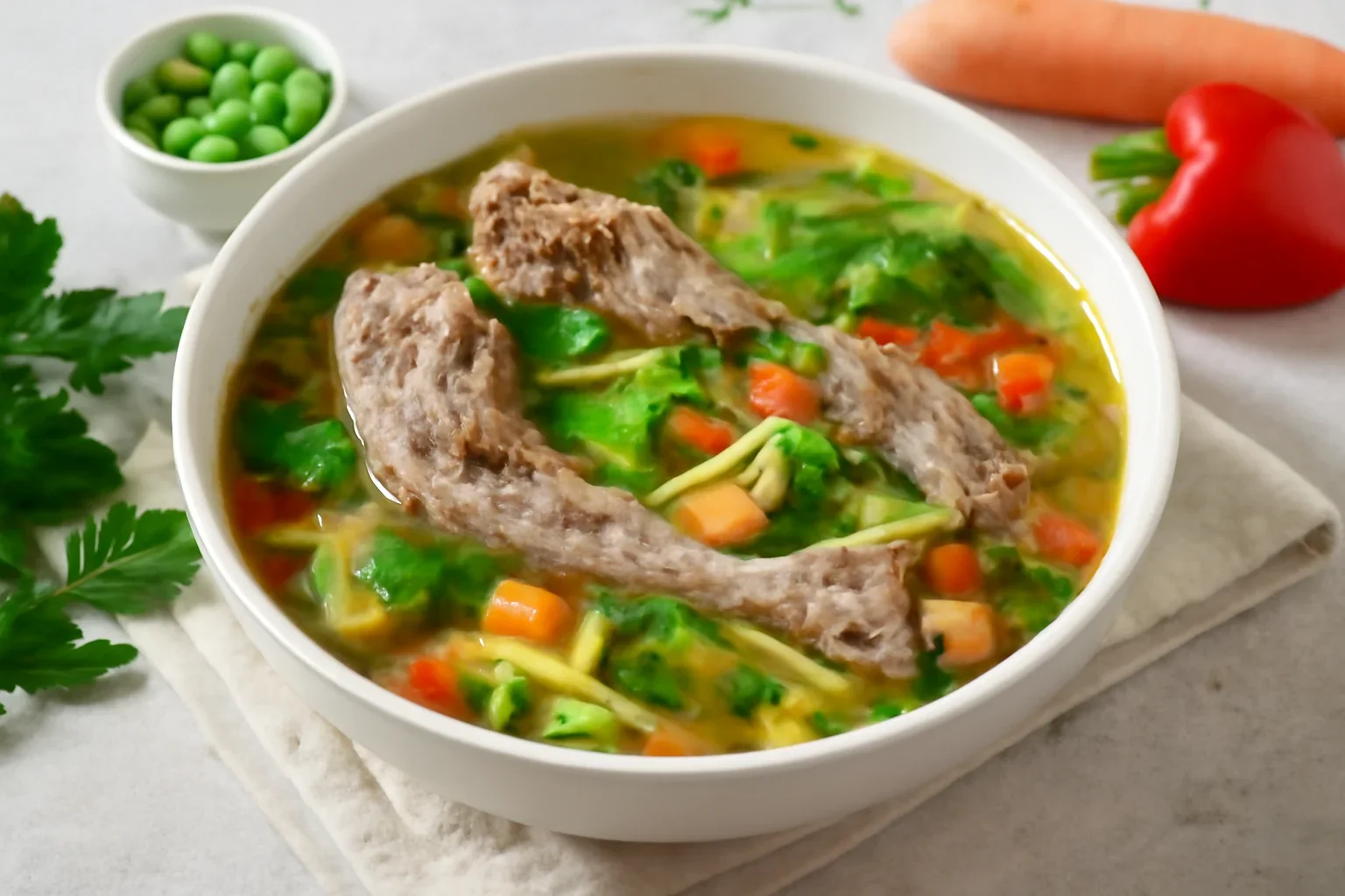 Borș de curcan cu tăieței și multe legume – rețeta sănătoasă, dietetică