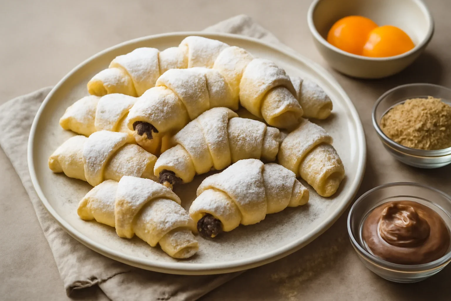 Cornulete fragede cu nuca sau crema de ciocolata