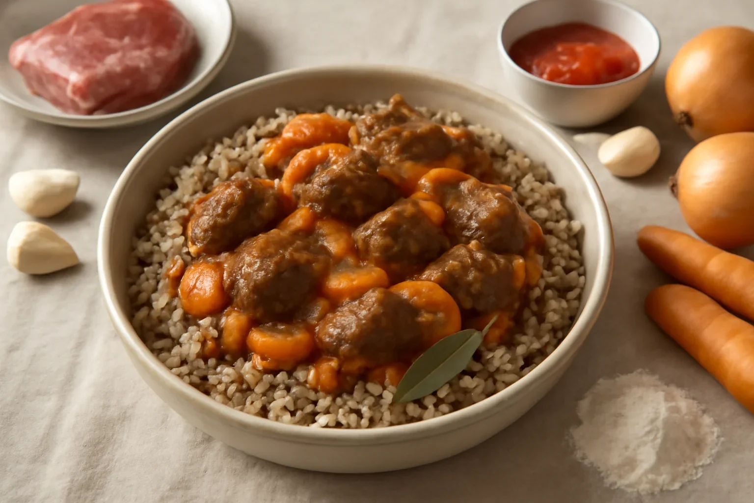Hrisca cu sos din carne de vitel, reteta traditionala ruseasca