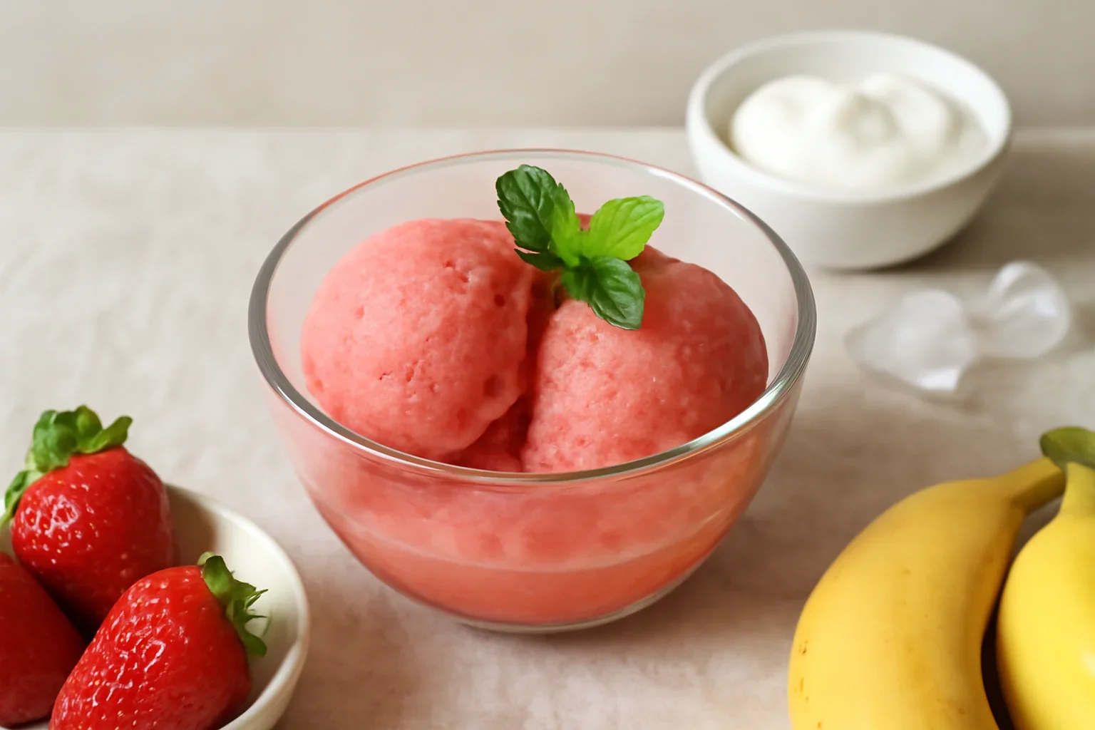 Sorbet cu banane si capsuni