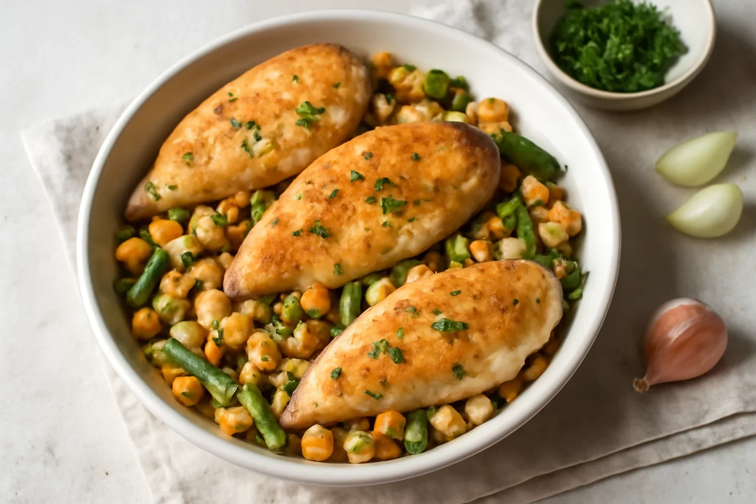 Piept de pui cu legume