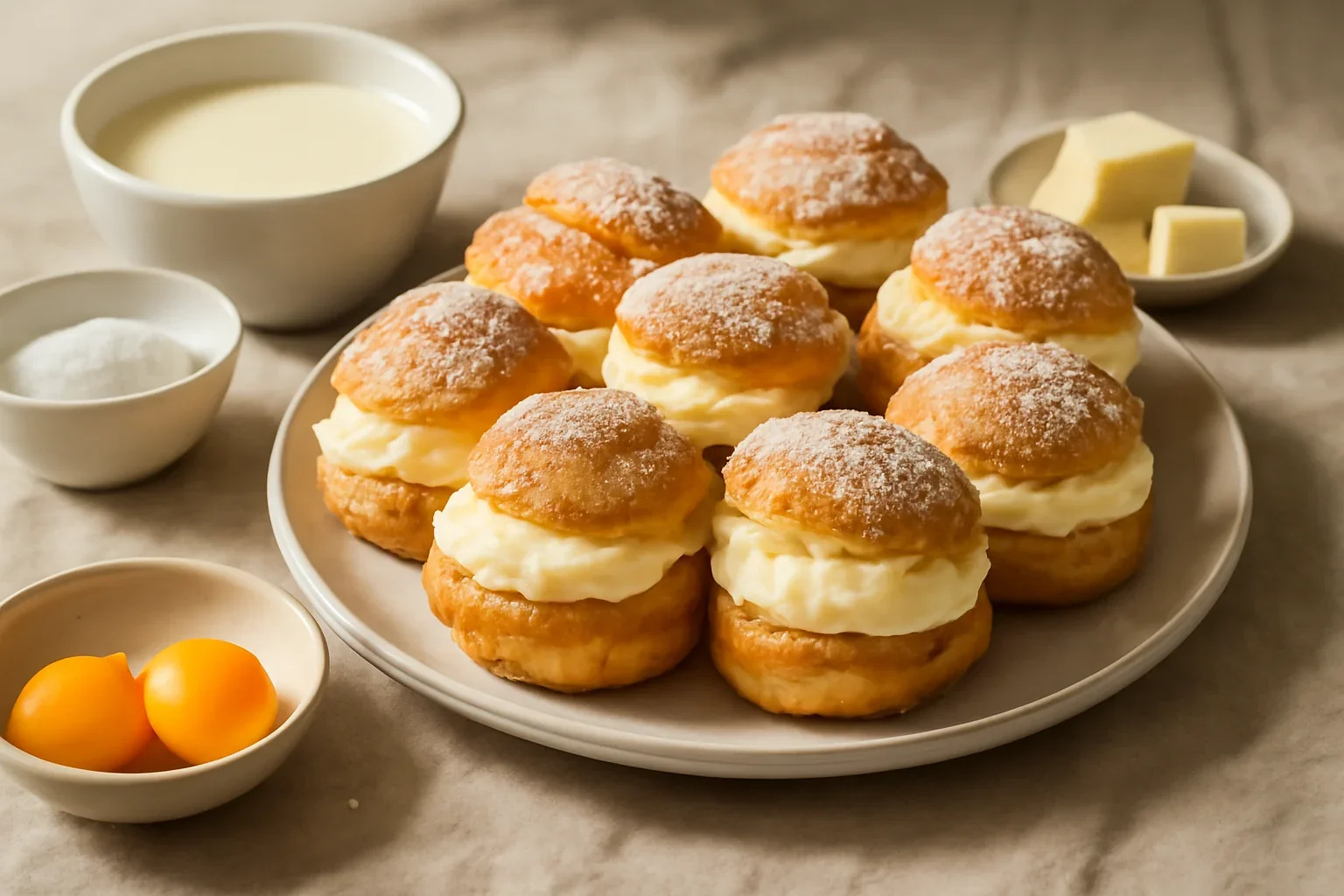 Choux a la creme cu vanilie