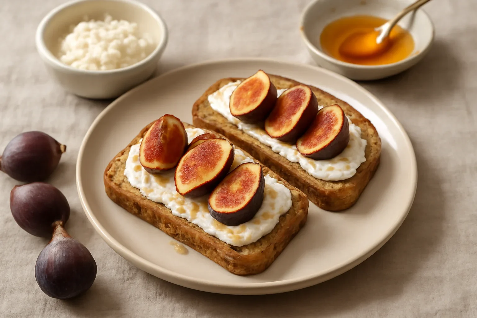 Pâine dulce cu ricotta de vanilie și smochine