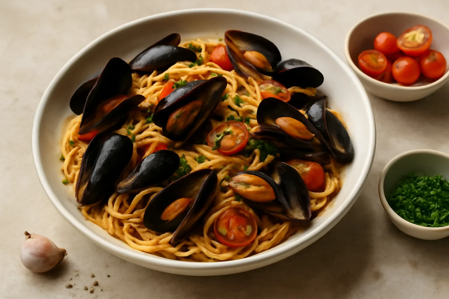 Paste cu midii paste alla marinara reteta italiana