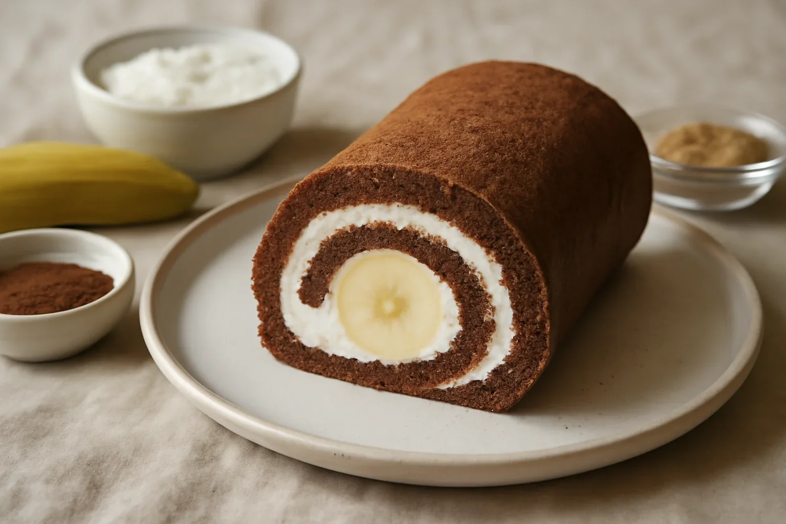 Ruladă cu ciocolată și banane