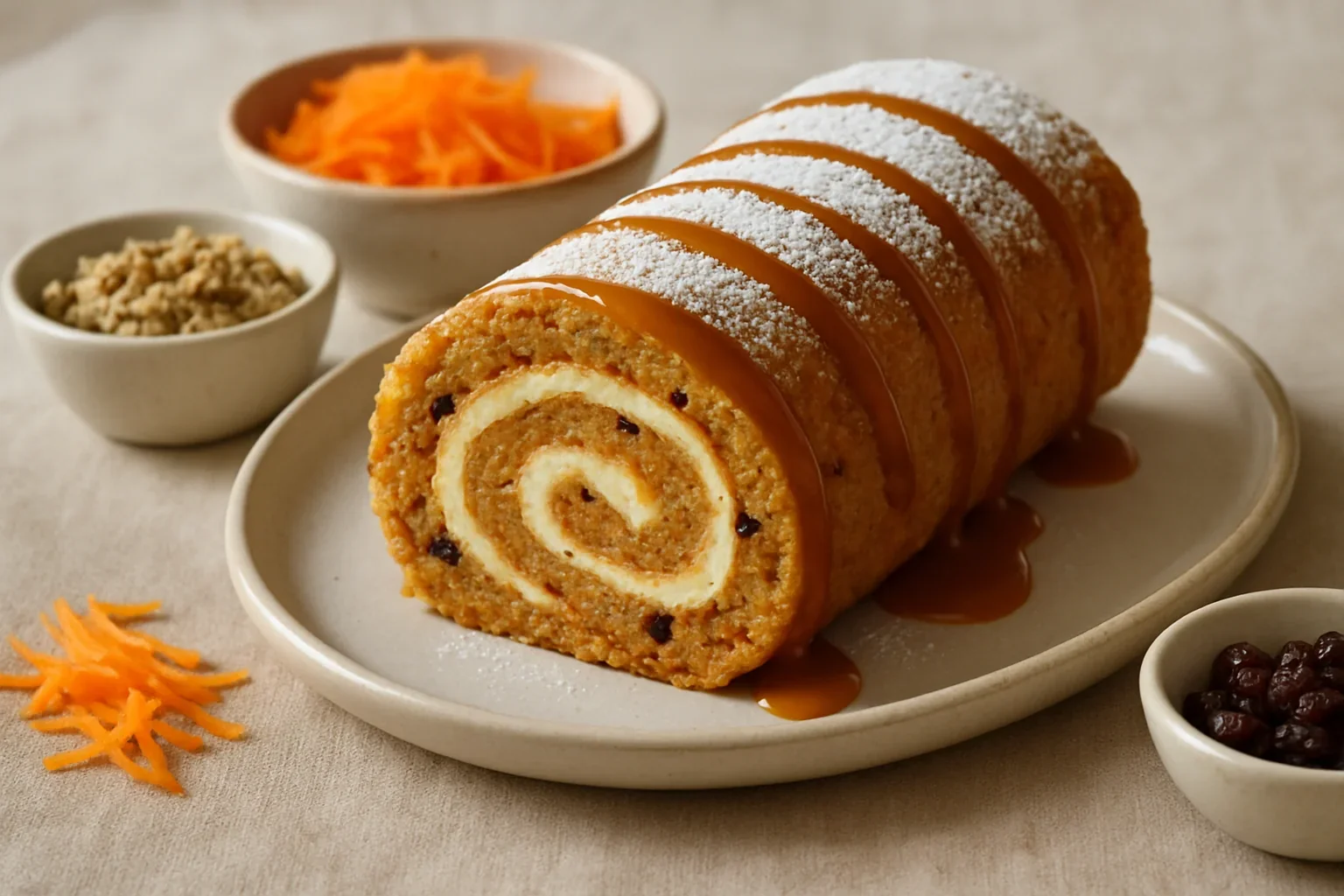 Tort rulat cu morcovi și caramel