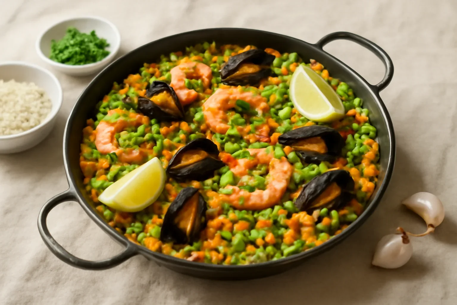 Paella cu fructe de mare