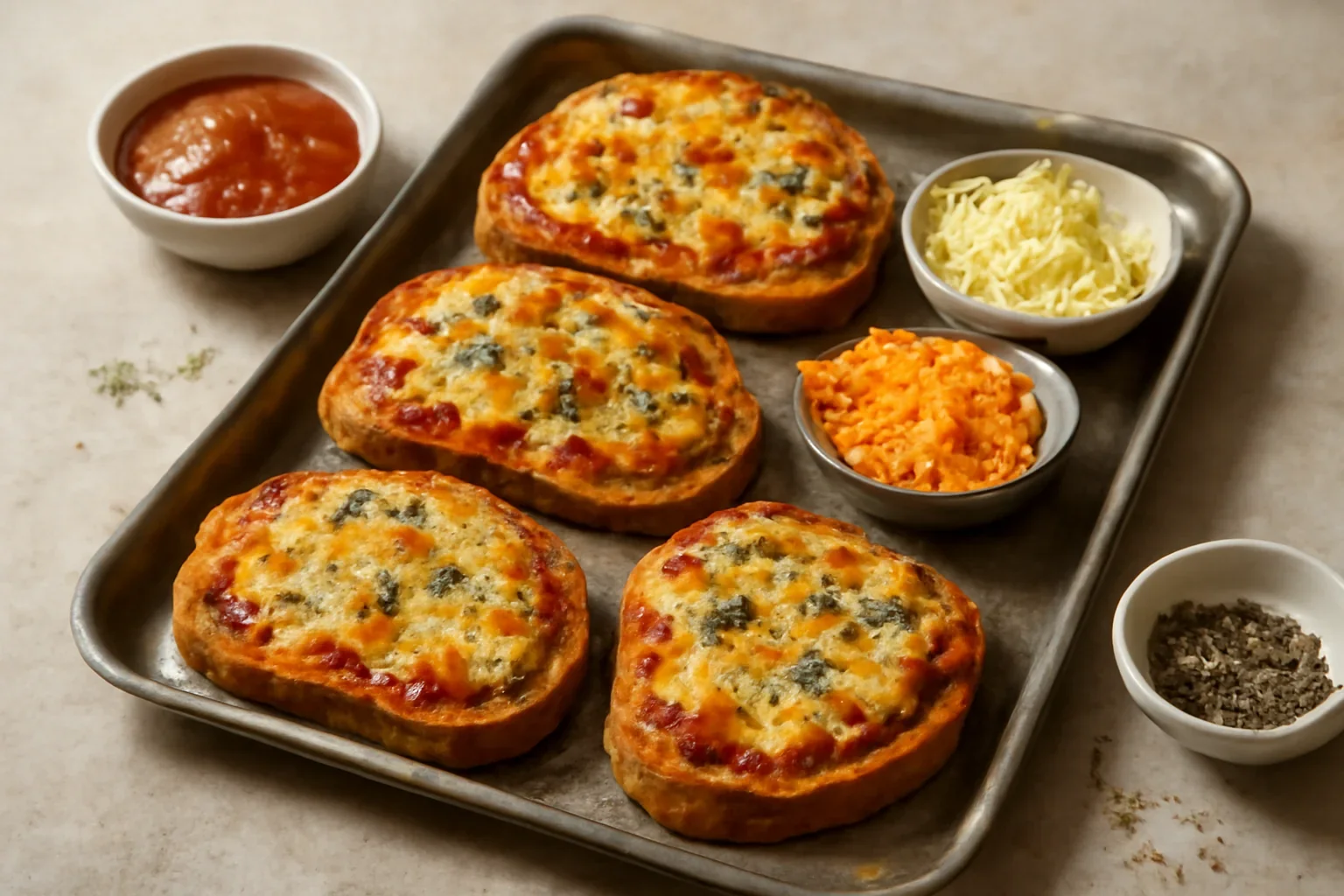 Sandvișuri calde cu brânză la cuptor – rețeta de crostini ai quattro formaggi