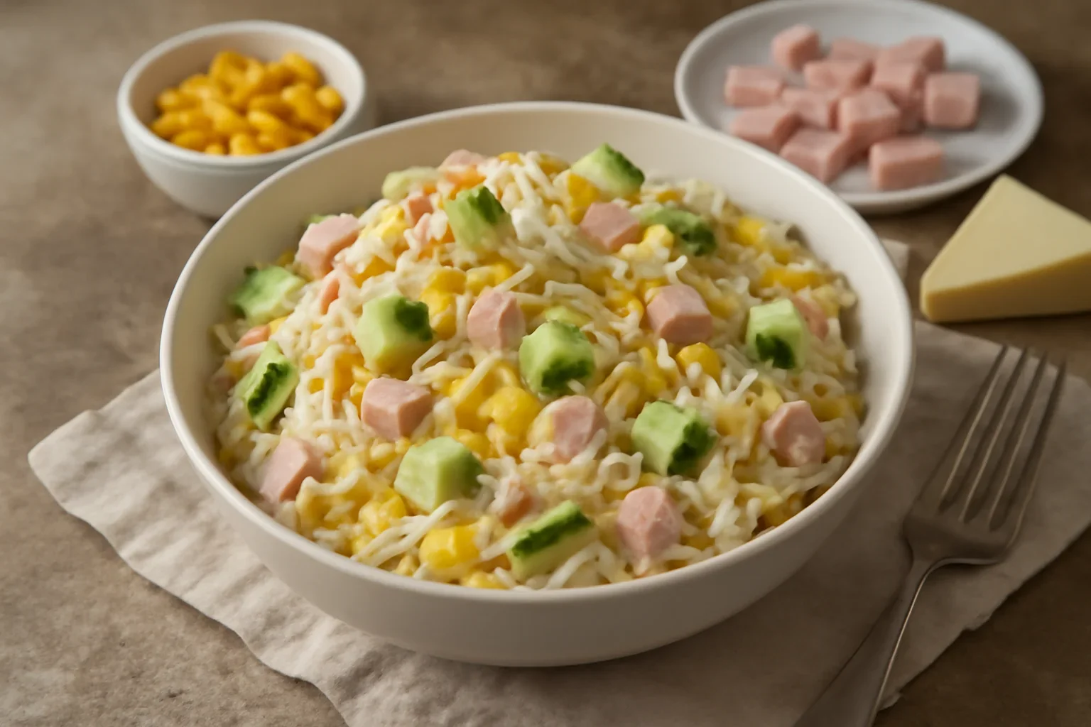 Salata de paste cu legume si sunca