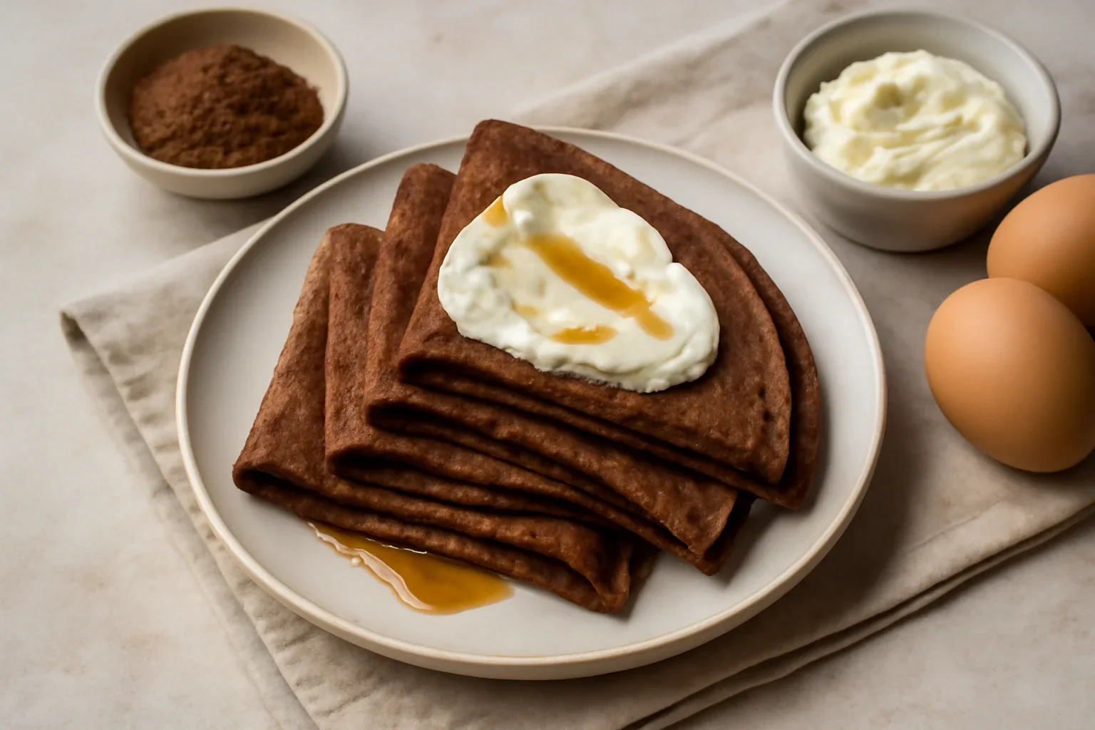 Clătite de cacao din brânză cremă
