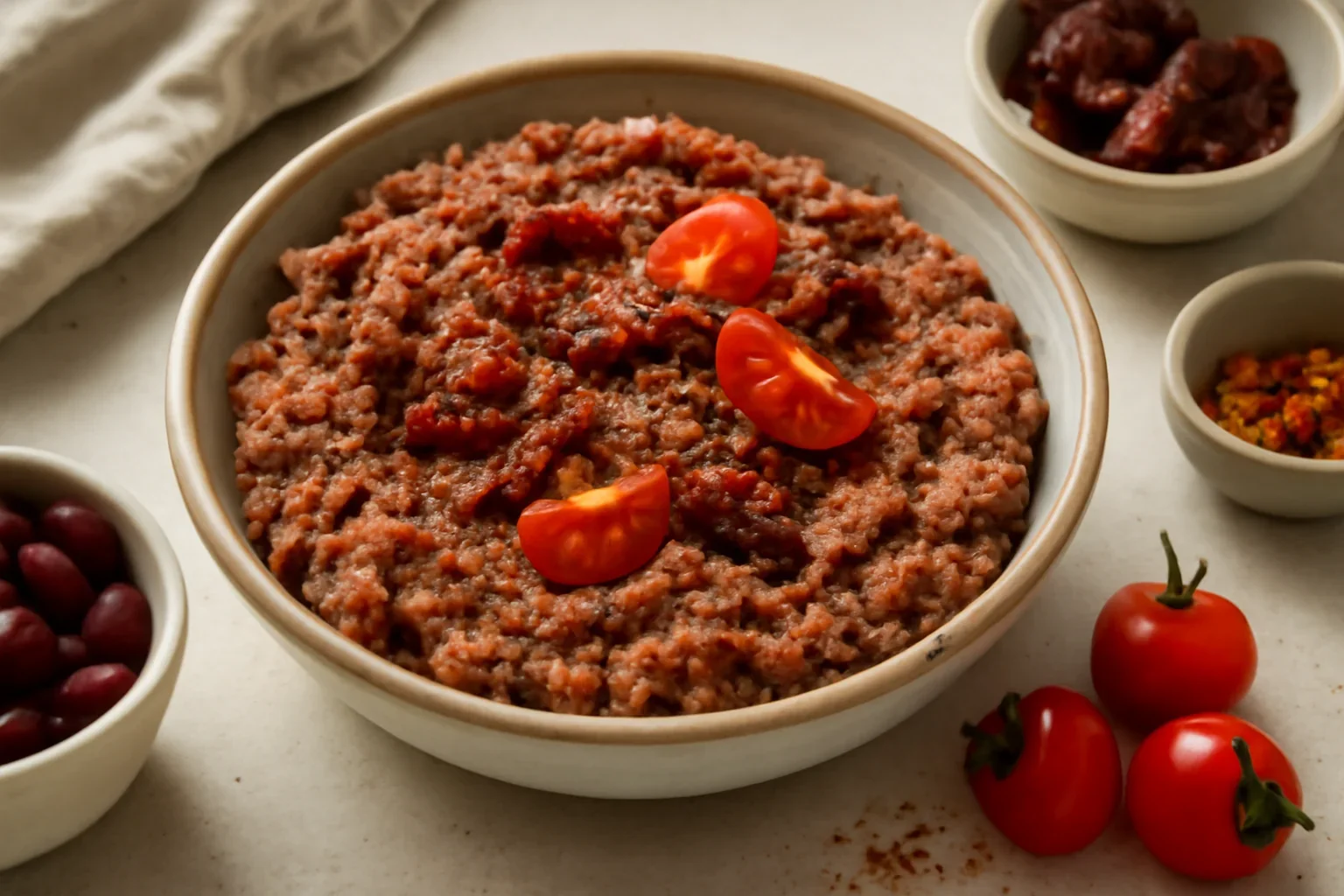 Pastă de fasole cu chilli și roșii uscate