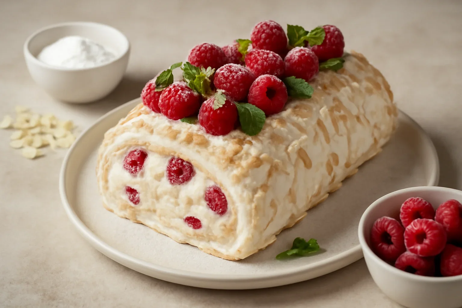 Rulada Pavlova cu zmeură și cremă de mascarpone – rețetă video