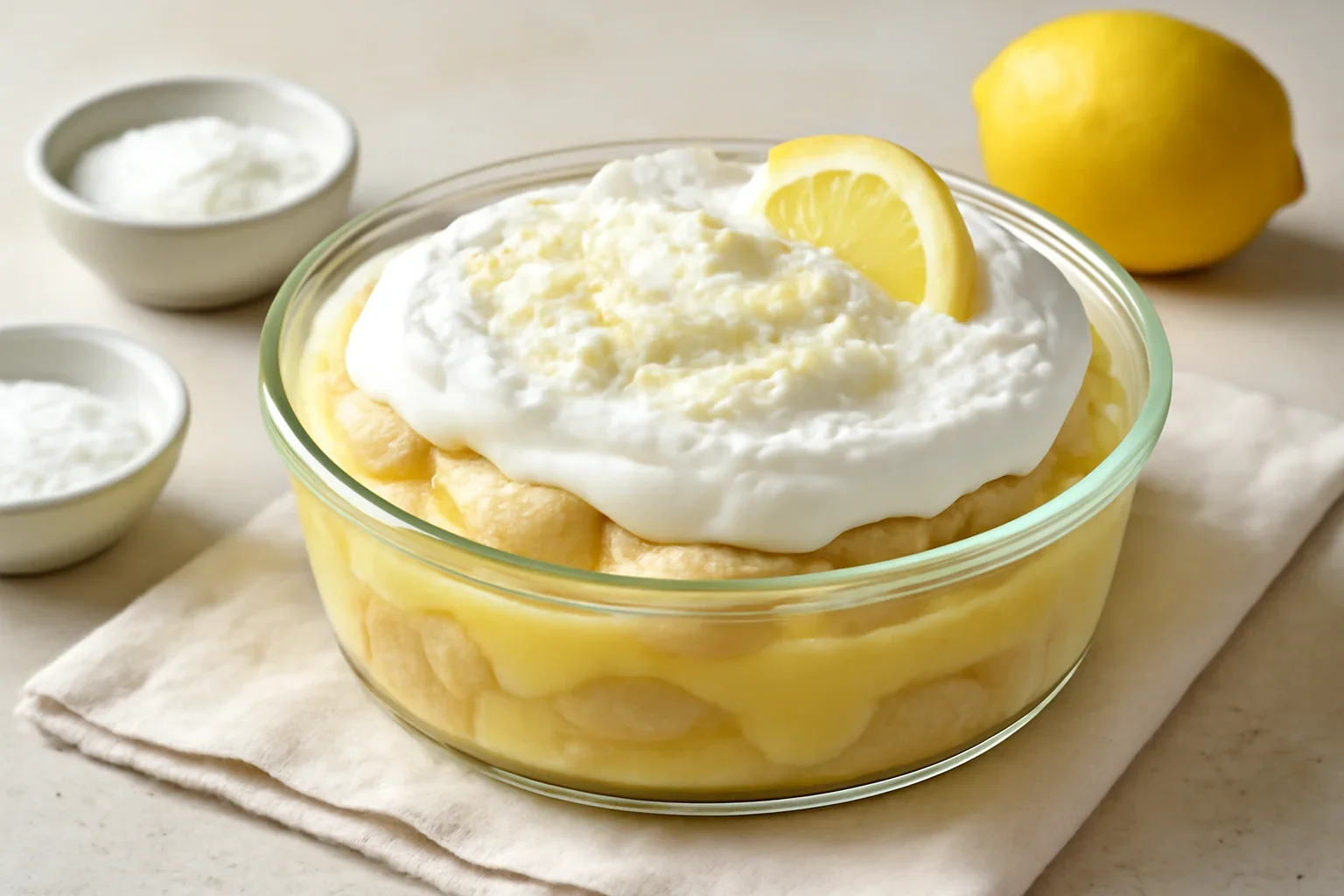 Desert din piscoturi, crema de lamaie si frisca