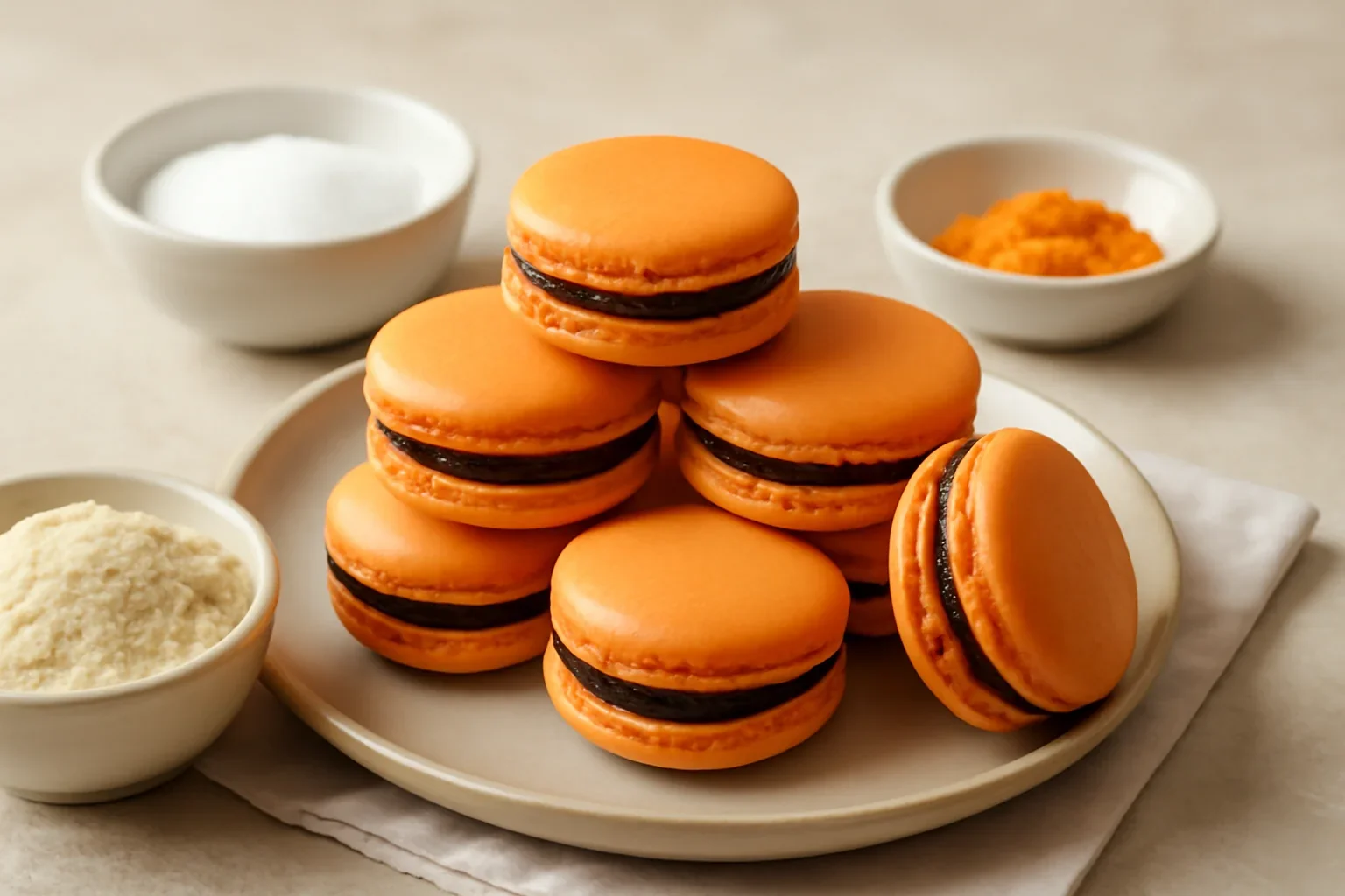 Macarons cu portocale si ciocolata