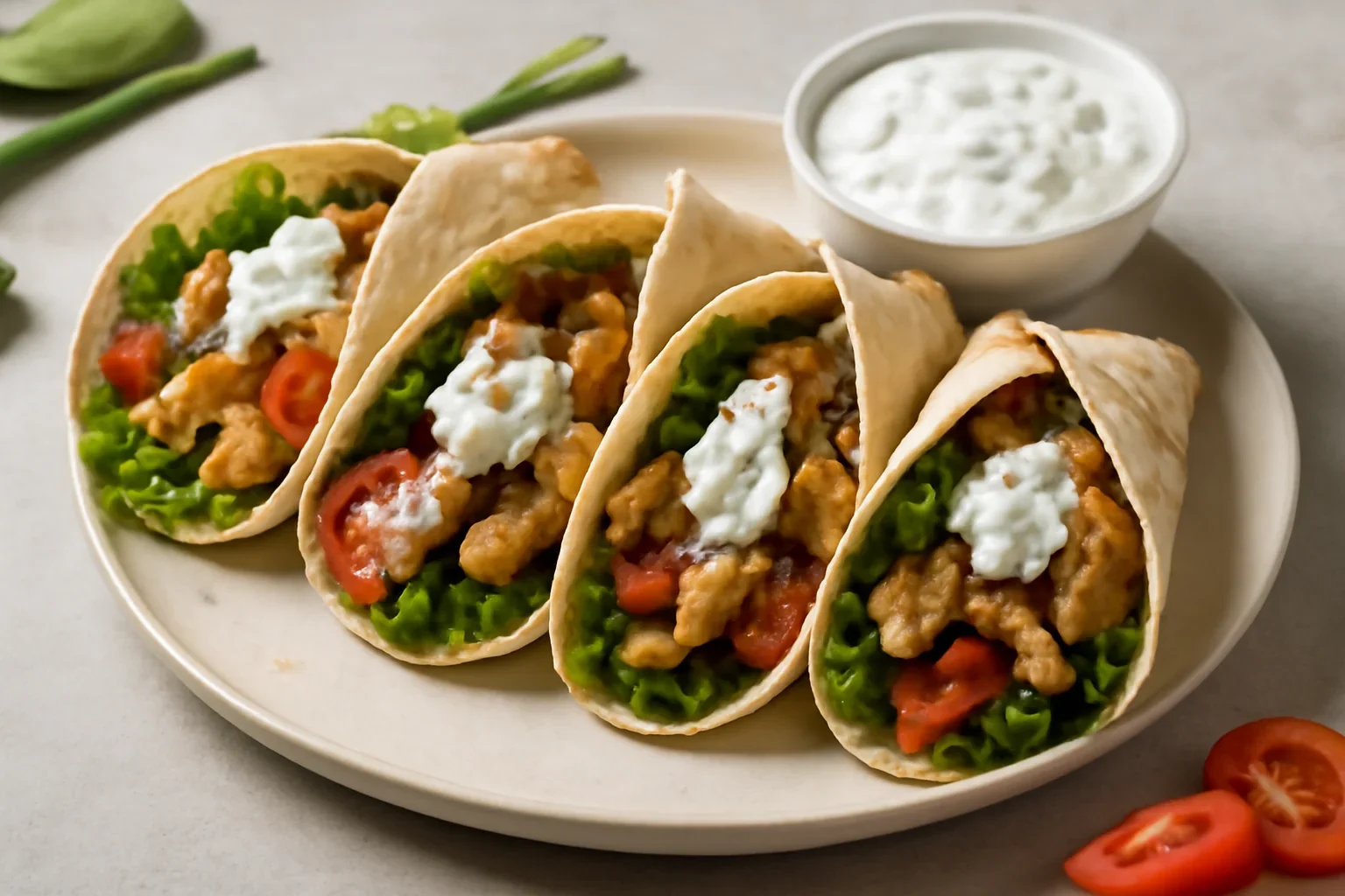 Lipie cu pui si sos tzatziki (chicken wraps)